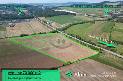 Pozemok na predaj, neďaleko diaľnice D1, Spišský Hrhov