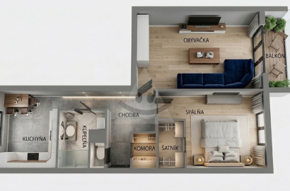 Priestranný 2 izbový byt s balkónom blízko centra mesta v Komárne