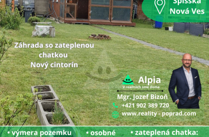 Predaj záhrady so zateplenou chatkou | Spišská Nová Ves – Nový cintorín