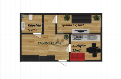 1- izbový byt na prenájom s výmerou 57m², Jahodníky